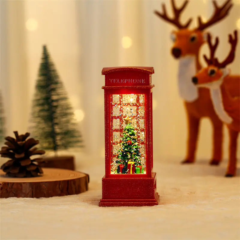 Christmas Decor Snowman Water Phone Booth Light Up Piece