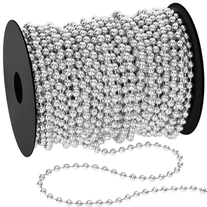 100 FT Christmas Tree Garland Beads Christmas Garland Tree Decoration Plastic Hanging Beads Strands String Chain for Holiday Indoor Outdoor Mantle Fireplace Wreath Tree Decor DIY Supplies (Silver)