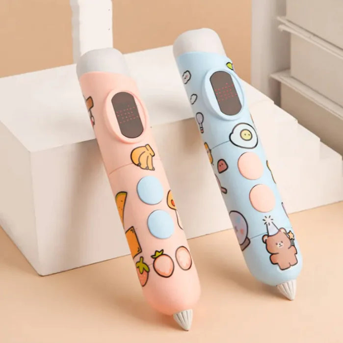 Two cartoon-themed electronic devices on a light background