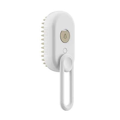White grooming brush with bristles on a white background