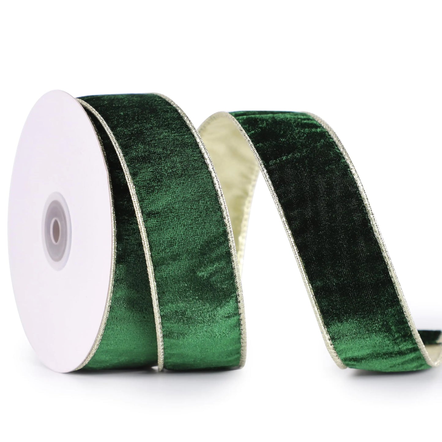 DINDOSAL Hunter Green Velvet Ribbon Wired 1.5" x 10 Yards Forest Green Christmas Ribbon Wired Edge Dark Green Christmas Ribbon for Wreaths and Garlands Topper Bows Crafts Home Decor Gift Wrapping