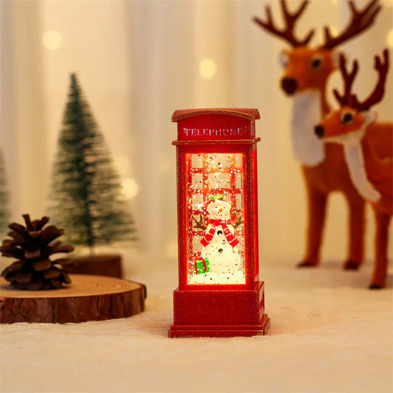 Christmas Decor Snowman Water Phone Booth Light Up Piece